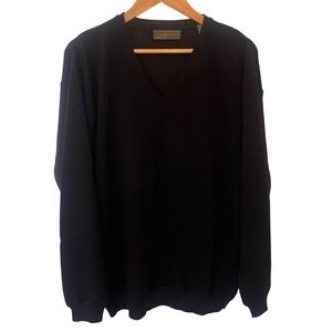 Peru‎ Unlimited Sweater Baby Alpaca Wool Men L Black V-Neck Quiet Luxury Soft